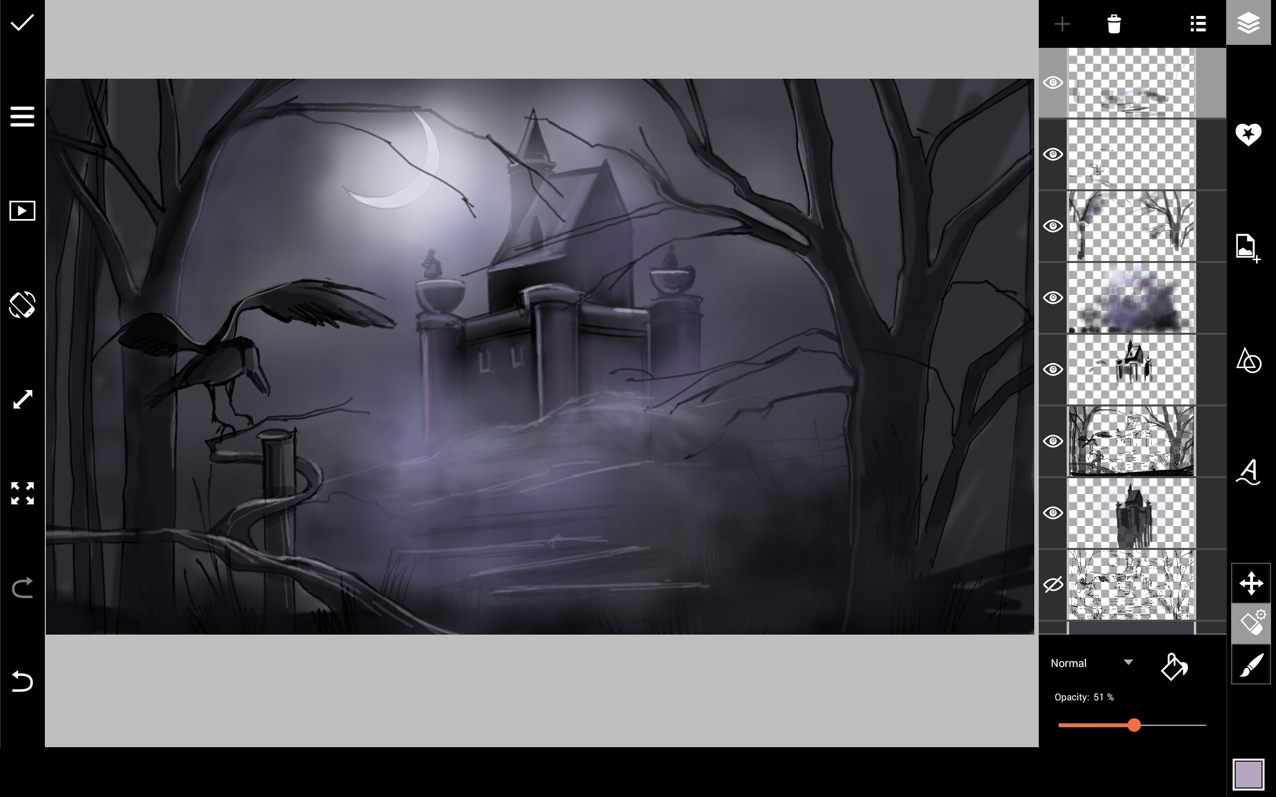 draw castle hill for halloween drawing