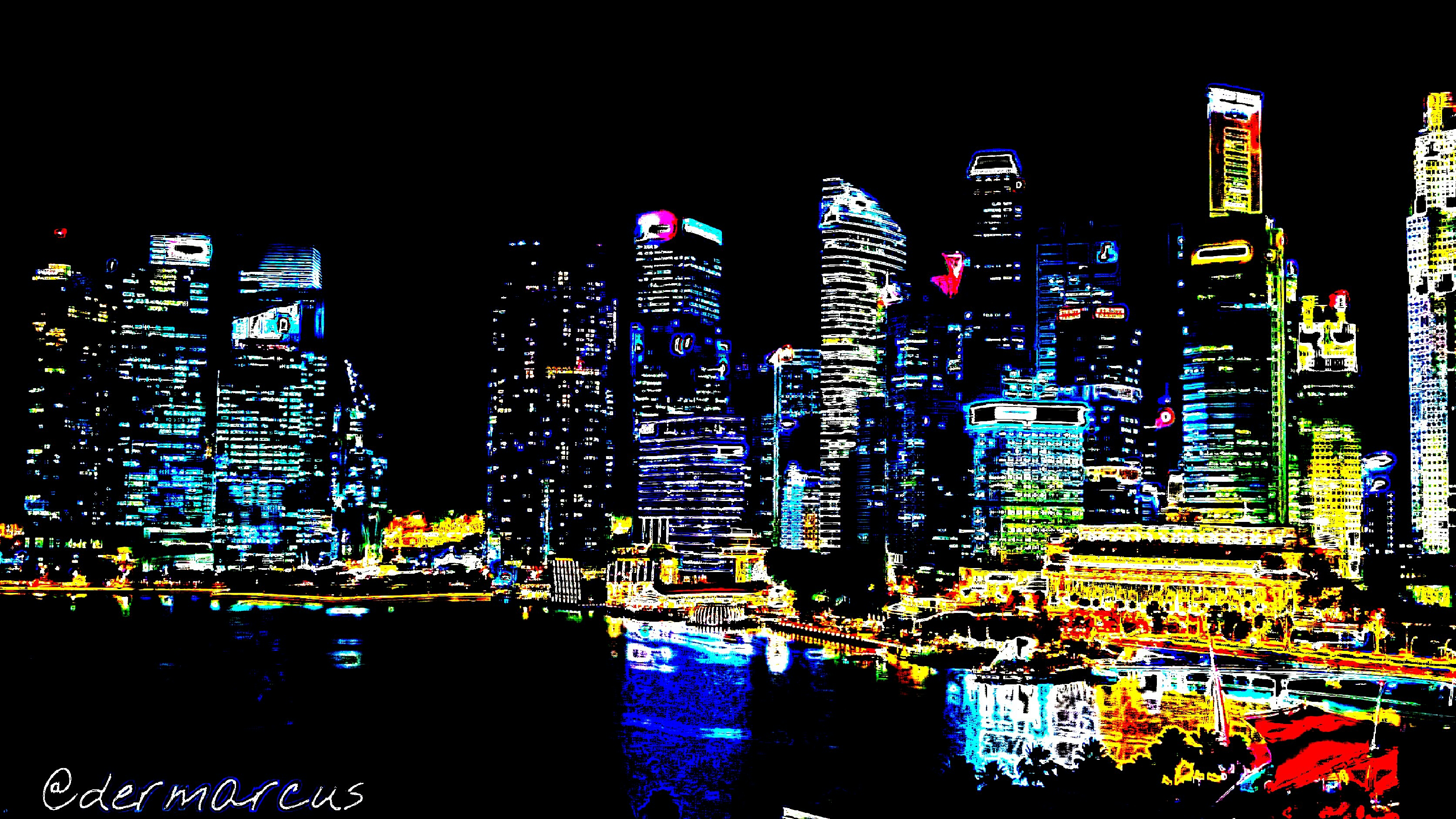 A cityscape with neoneffect neon dark night ne...